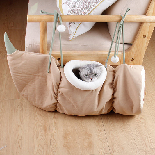 Foldable Cat Tunnel – Pet Drill Tunnel & Cozy Sleeping Bag Toy
