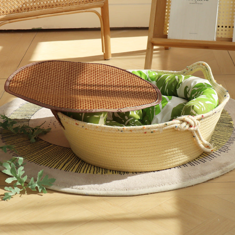 New Cotton Rope Cat Nest – Non-Stick Hair, Claw-Grinding, Universal Cozy Pet Bed