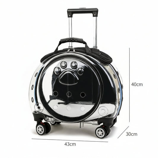 Small Pet Trolley Box – Transparent Breathable Cat & Dog Backpack Outing Carrier