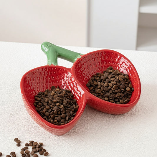 Ceramic Pet Bowl for Cats & Small Dogs | Double Anti-Knock Elevated Design | Oblique Cervical Protection Food & Water Feeder