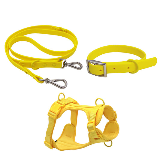 Cross-Border Dog Harness Set Size Dogs Collar Belt Pvc Non-Stretching Pet