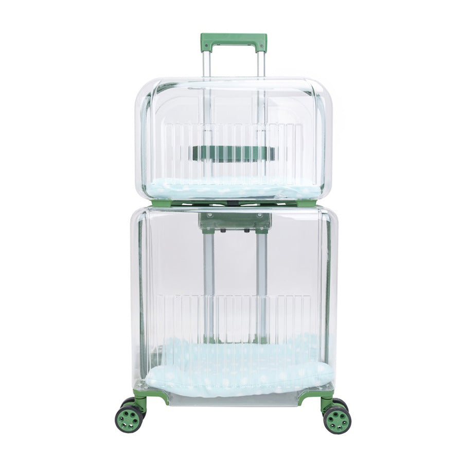 Portable Pet Trolley Case – Transparent Outgoing Travel Bag for Dogs & Cats