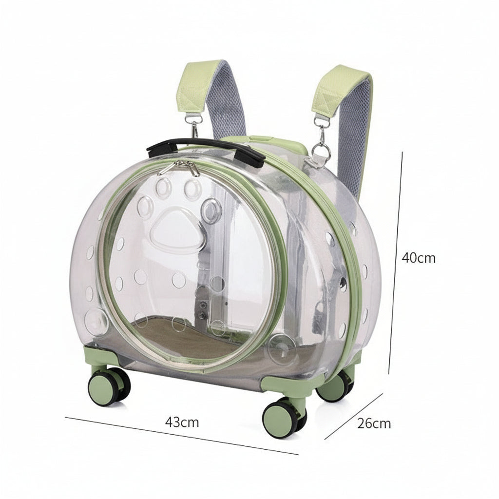 Small Pet Trolley Box – Transparent Breathable Cat & Dog Backpack Outing Carrier