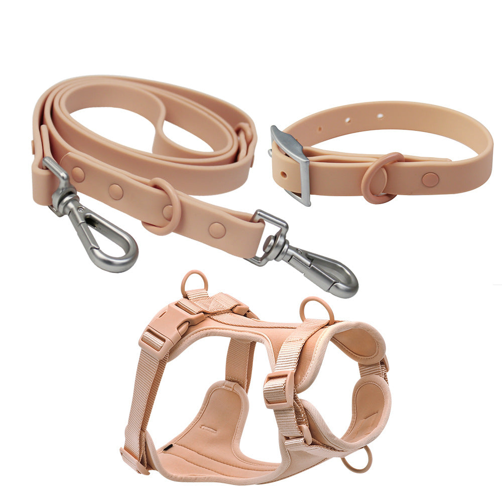 Cross-Border Dog Harness Set Size Dogs Collar Belt Pvc Non-Stretching Pet