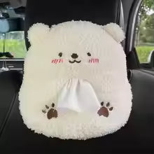 Cute Plush Car Tissue Holder – Set of 2