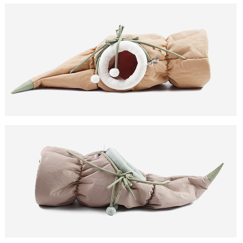 Foldable Cat Tunnel – Pet Drill Tunnel & Cozy Sleeping Bag Toy