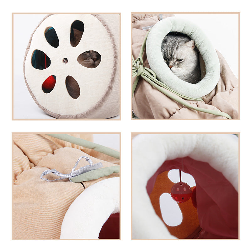 Foldable Cat Tunnel – Pet Drill Tunnel & Cozy Sleeping Bag Toy