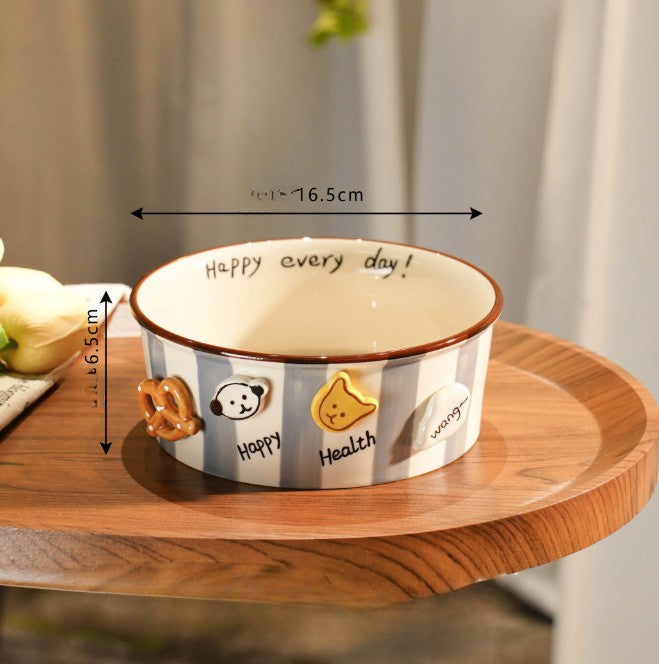 Ceramic Hand-painted Underglaze Color Cartoon Pet Bowl