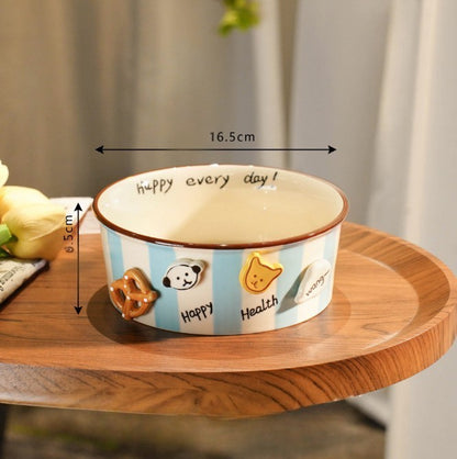 Ceramic Hand-painted Underglaze Color Cartoon Pet Bowl