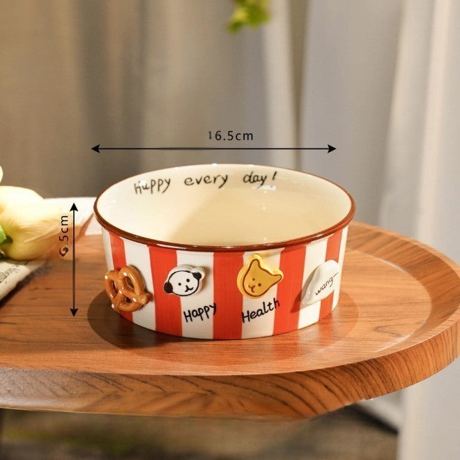Ceramic Hand-painted Underglaze Color Cartoon Pet Bowl