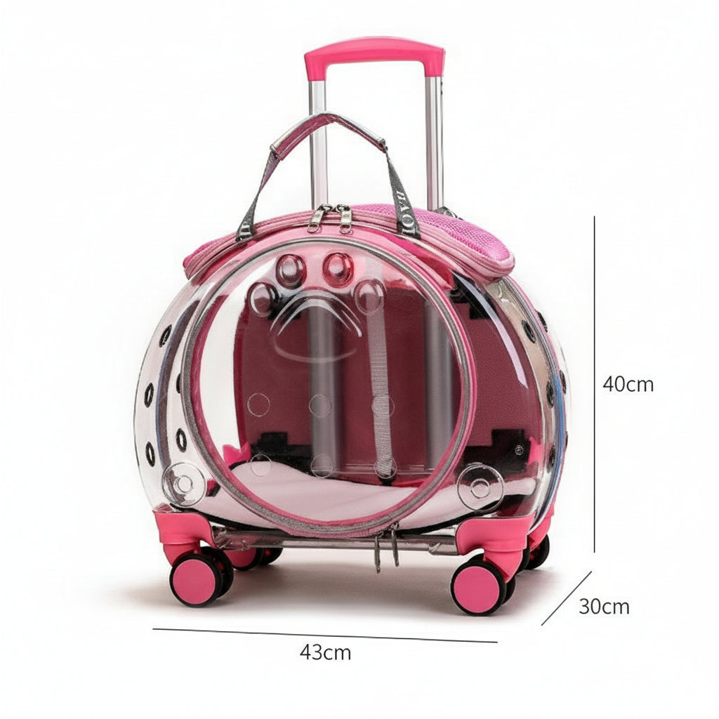 Small Pet Trolley Box – Transparent Breathable Cat & Dog Backpack Outing Carrier