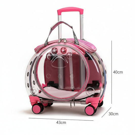 Small Pet Trolley Box – Transparent Breathable Cat & Dog Backpack Outing Carrier