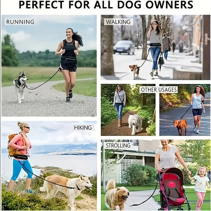 Sports Outdoor Running Waist Bag Set – Hands-Free Pet Leash for Dog Walking & Jogging