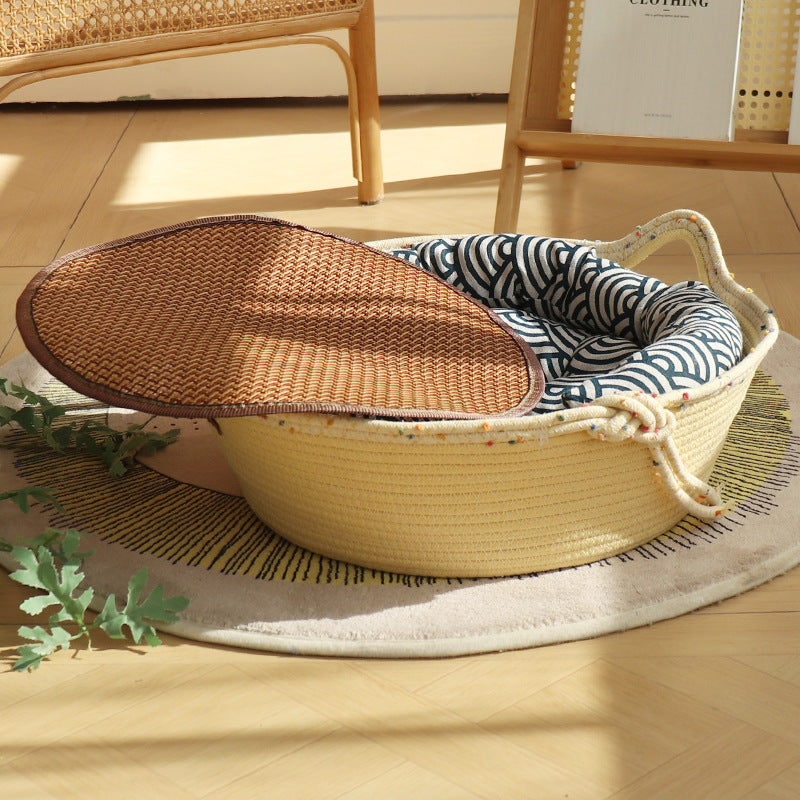 New Cotton Rope Cat Nest – Non-Stick Hair, Claw-Grinding, Universal Cozy Pet Bed