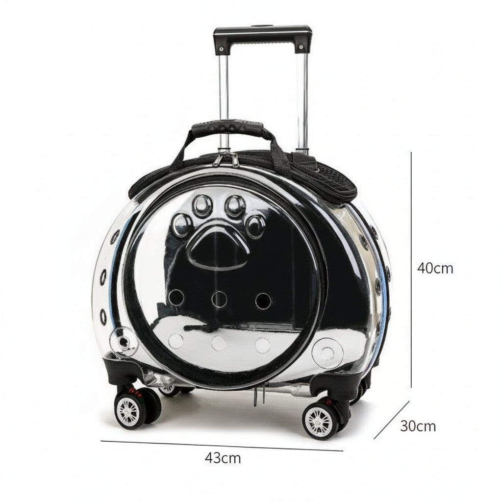 Small Pet Trolley Box – Transparent Breathable Cat & Dog Backpack Outing Carrier