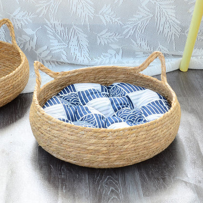 Rattan Cattail Cat Nest – Four Seasons Universal Handwoven Warm Pet Bed