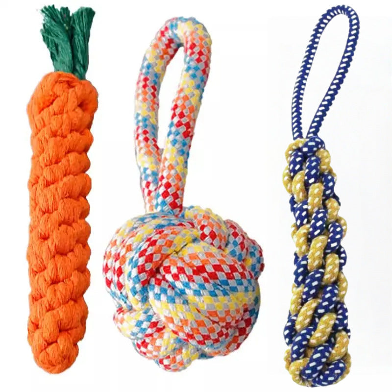 Durable Cotton Rope Dog Toy Ball – Teething & Bite-Resistant Knots for Small, Medium & Large Dogs