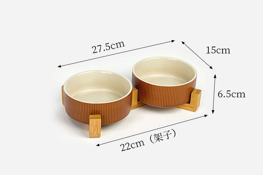 Creative Simple Style Vertical Pattern Straight Mouth Ceramic Bowl for Cats & Dogs