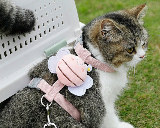Cute Bee Cat Leash Set – Anti-Break I-Shaped Adjustable Harness for Cats & Puppies