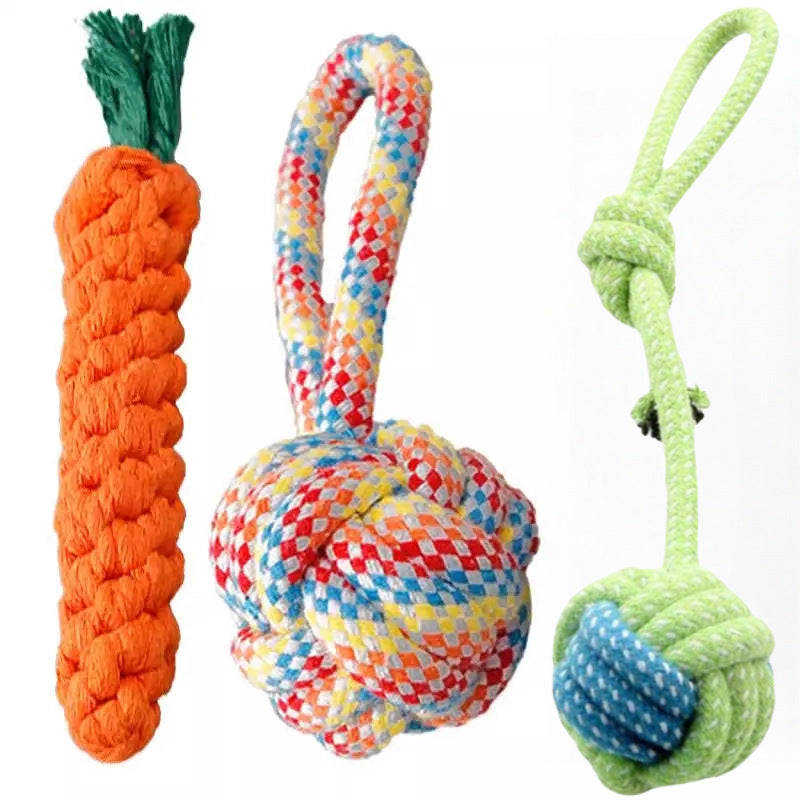 Durable Cotton Rope Dog Toy Ball – Teething & Bite-Resistant Knots for Small, Medium & Large Dogs