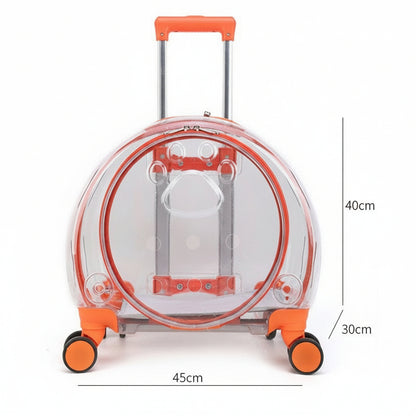 Small Pet Trolley Box – Transparent Breathable Cat & Dog Backpack Outing Carrier