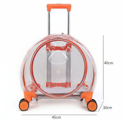 Small Pet Trolley Box – Transparent Breathable Cat & Dog Backpack Outing Carrier