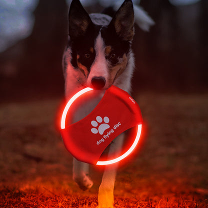 LED Rechargeable Luminous Dog Frisbee – Glow-in-the-Dark Pet Training Toy