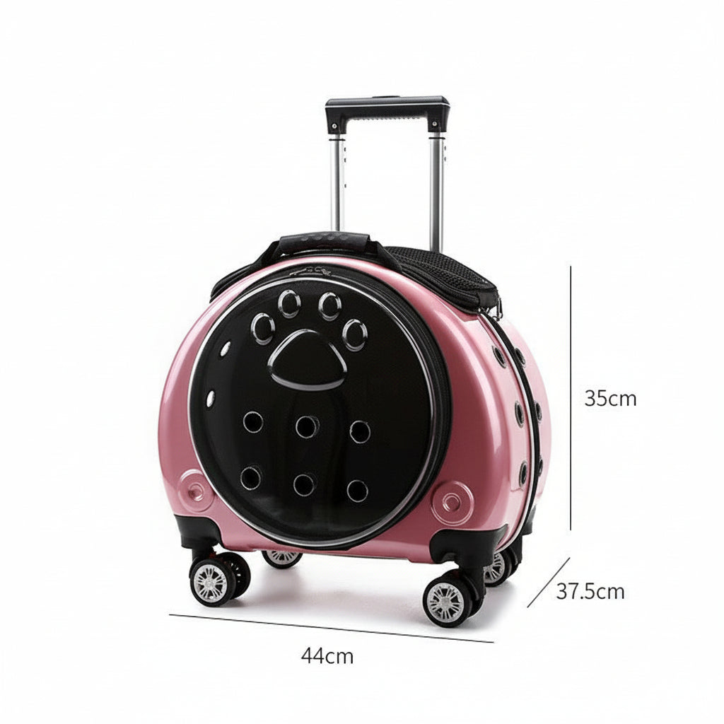 Small Pet Trolley Box – Transparent Breathable Backpack Carrier for Cats & Dogs