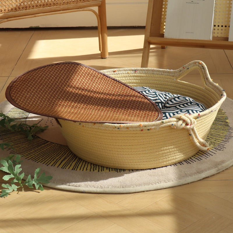 New Cotton Rope Cat Nest – Non-Stick Hair, Claw-Grinding, Universal Cozy Pet Bed