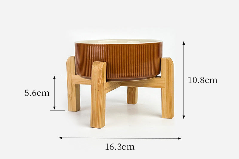 Creative Simple Style Vertical Pattern Straight Mouth Ceramic Bowl for Cats & Dogs