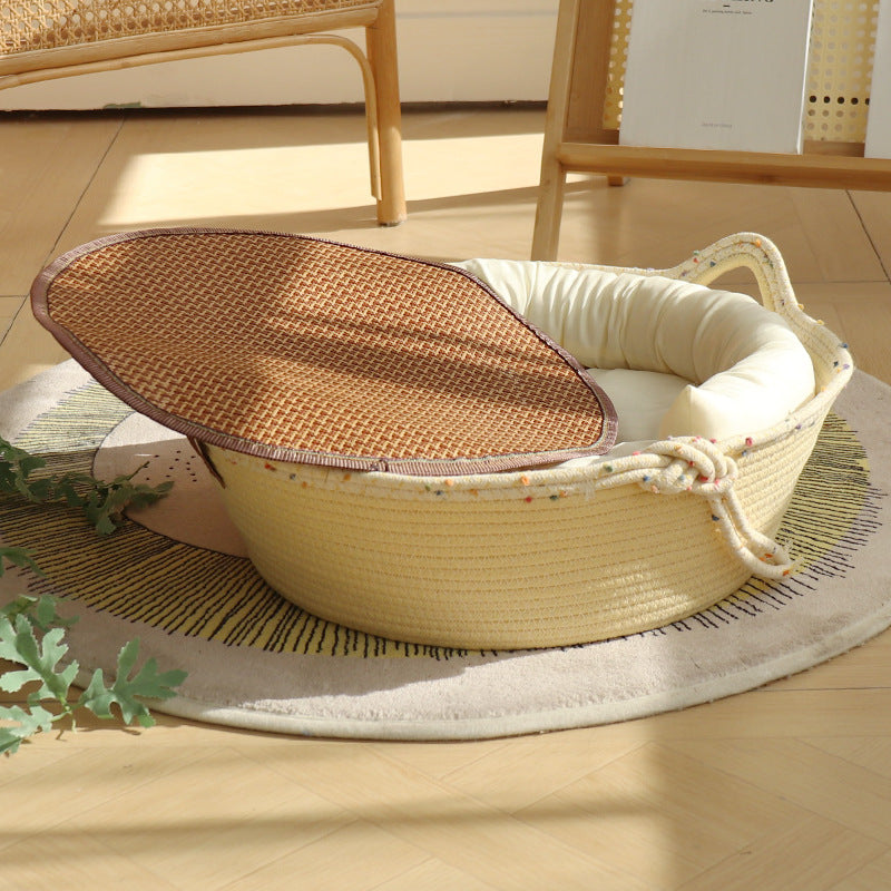 New Cotton Rope Cat Nest – Non-Stick Hair, Claw-Grinding, Universal Cozy Pet Bed