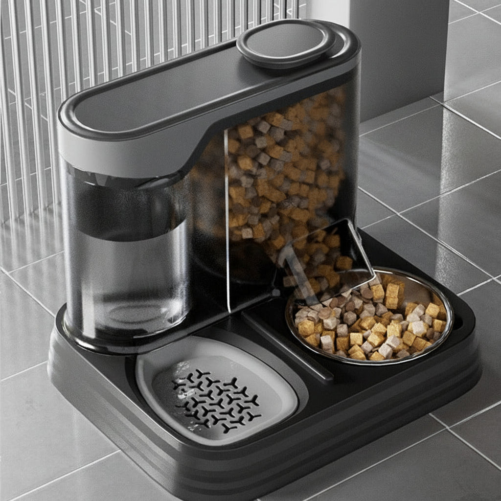 Automatic Cat Feeder & Water Dispenser | Unplugged Large Capacity Pet Feeding Station for Cats & Dogs