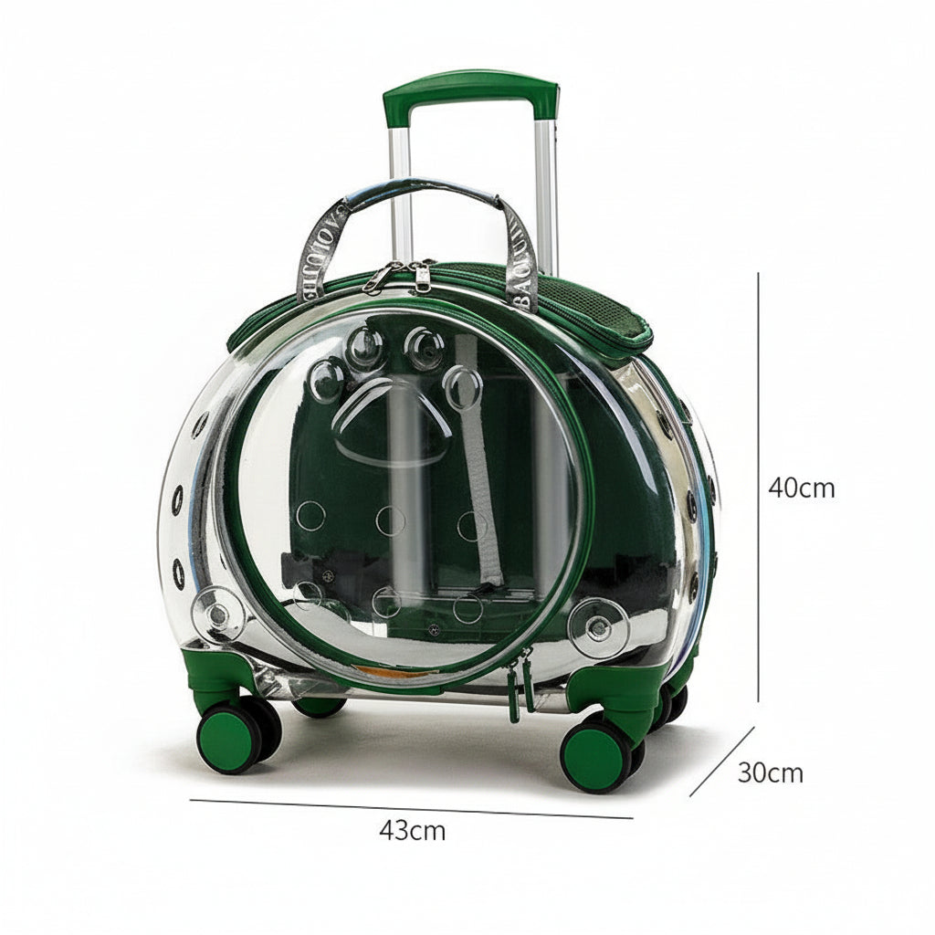Small Pet Trolley Box – Transparent Breathable Cat & Dog Backpack Outing Carrier