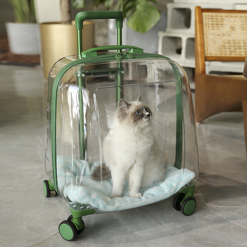 Portable Pet Trolley Case – Transparent Travel Space Bag for Dogs & Cats