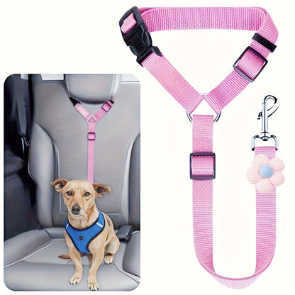Car Safety Leash for Pets – Adjustable Retractable Dog & Cat Seat Belt with Headrest Attachment