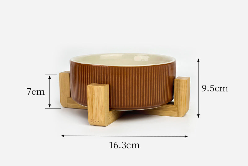 Creative Simple Style Vertical Pattern Straight Mouth Ceramic Bowl for Cats & Dogs