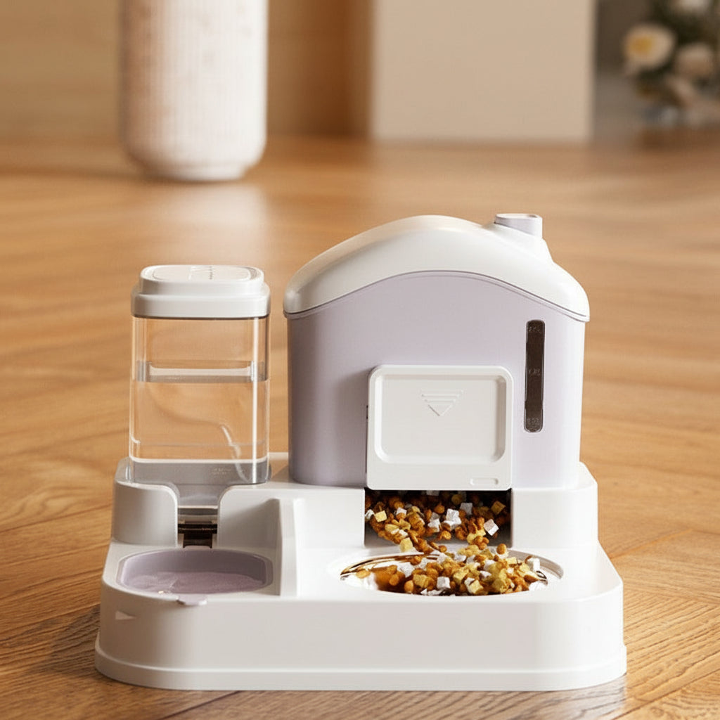 Automatic Cat & Dog Feeding Bowl | Integrated Food & Water Basin | Anti-Knock Pet Feeder & Drinker
