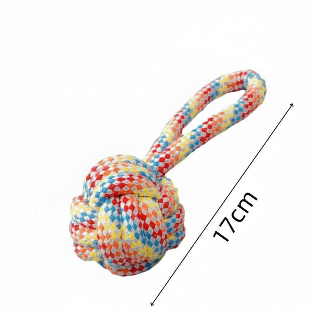 Durable Cotton Rope Dog Toy Ball – Teething & Bite-Resistant Knots for Small, Medium & Large Dogs