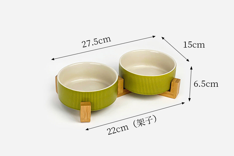 Creative Simple Style Vertical Pattern Straight Mouth Ceramic Bowl for Cats & Dogs