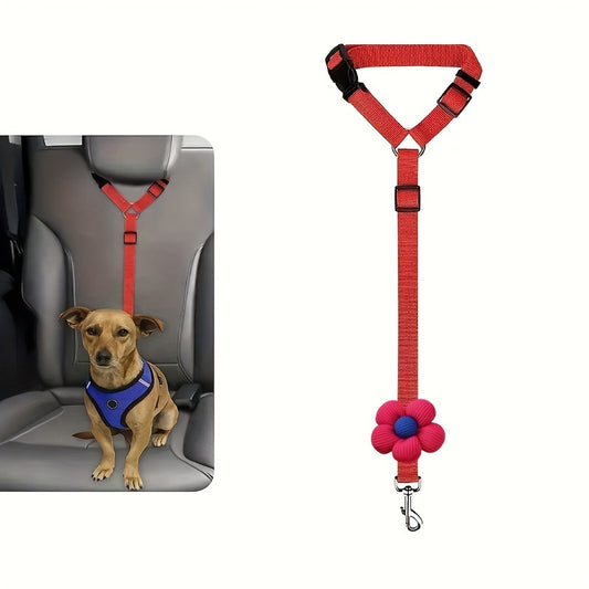 Car Safety Leash for Pets – Adjustable Retractable Dog & Cat Seat Belt with Headrest Attachment