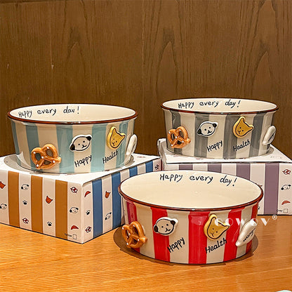 Ceramic Hand-painted Underglaze Color Cartoon Pet Bowl