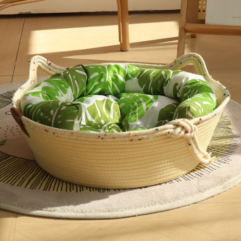 New Cotton Rope Cat Nest – Non-Stick Hair, Claw-Grinding, Universal Cozy Pet Bed