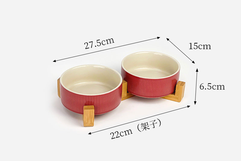 Creative Simple Style Vertical Pattern Straight Mouth Ceramic Bowl for Cats & Dogs