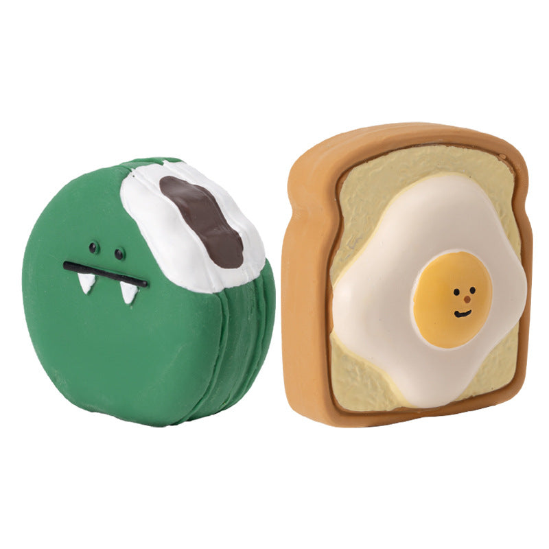 Pet Latex Squeaky Toy – Egg, Bread & Macaron Decompression Interactive Dog Toy