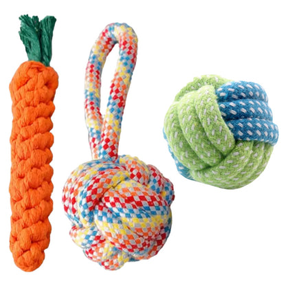 Durable Cotton Rope Dog Toy Ball – Teething & Bite-Resistant Knots for Small, Medium & Large Dogs