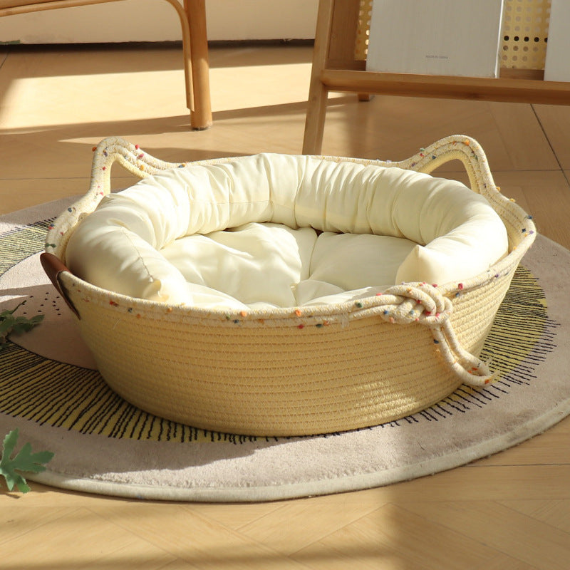 New Cotton Rope Cat Nest – Non-Stick Hair, Claw-Grinding, Universal Cozy Pet Bed