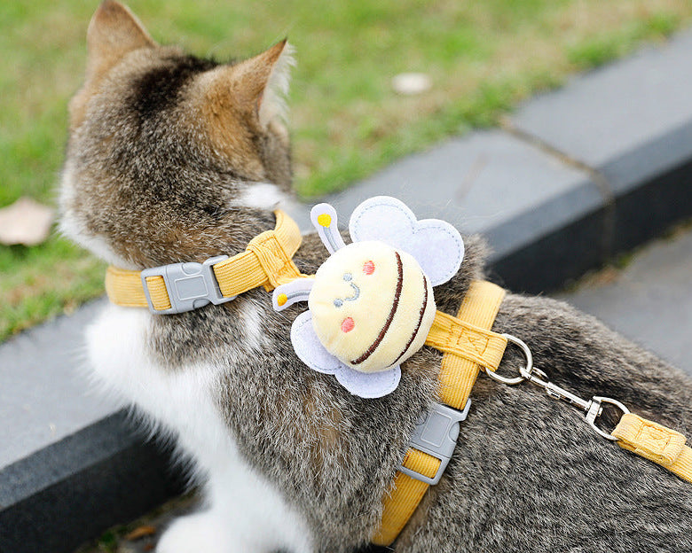 Cute Bee Cat Leash Set – Anti-Break I-Shaped Adjustable Harness for Cats & Puppies