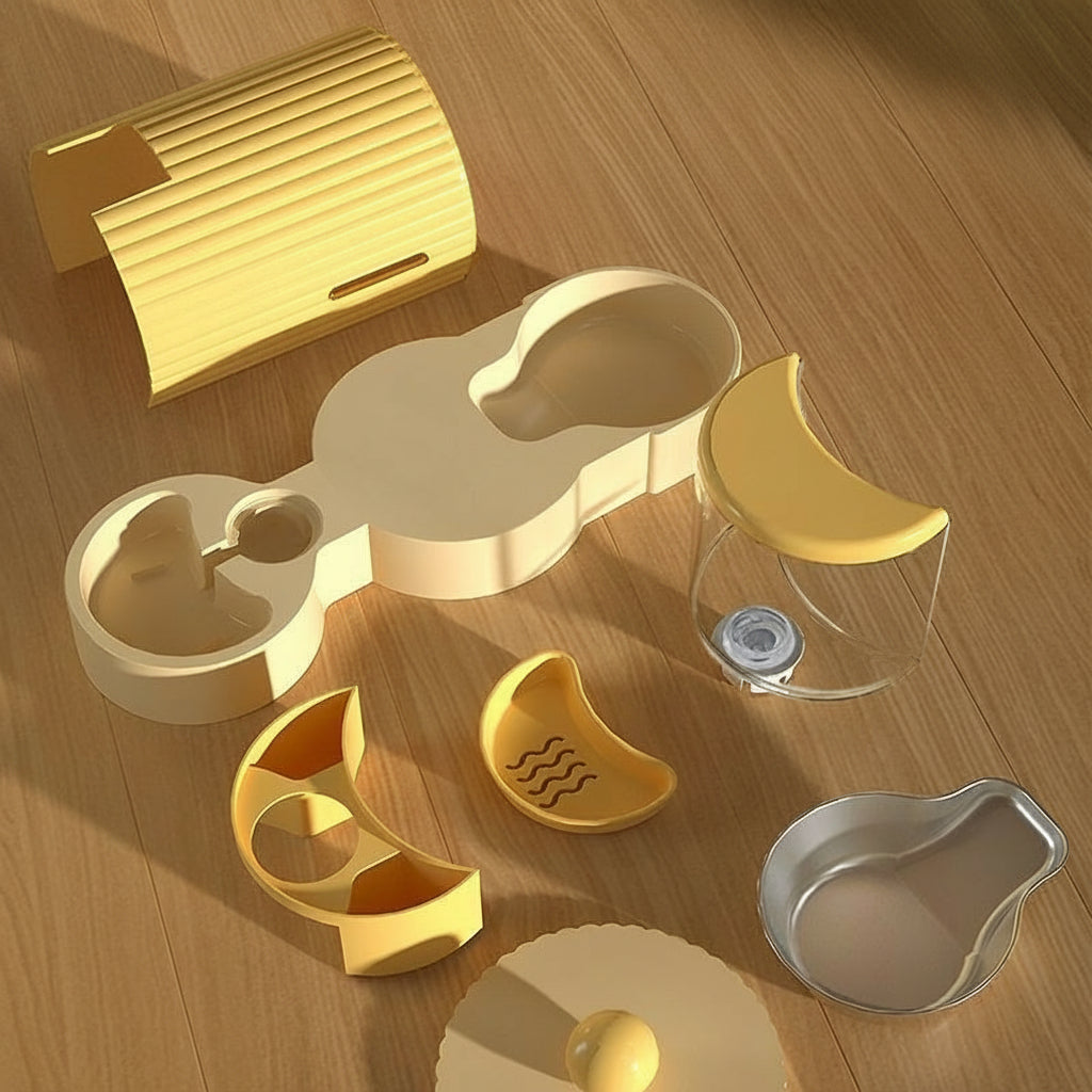 Automatic Double Bowl Feeder for Cats & Dogs – Food and Water Dispenser | Non-Slip Pet Feeding Station