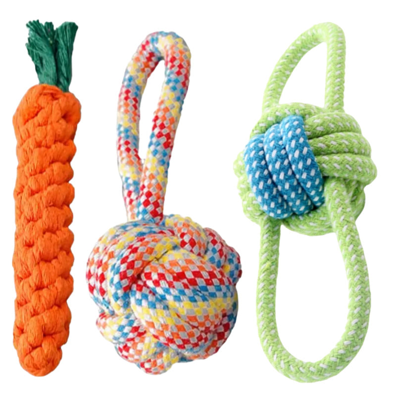 Durable Cotton Rope Dog Toy Ball – Teething & Bite-Resistant Knots for Small, Medium & Large Dogs