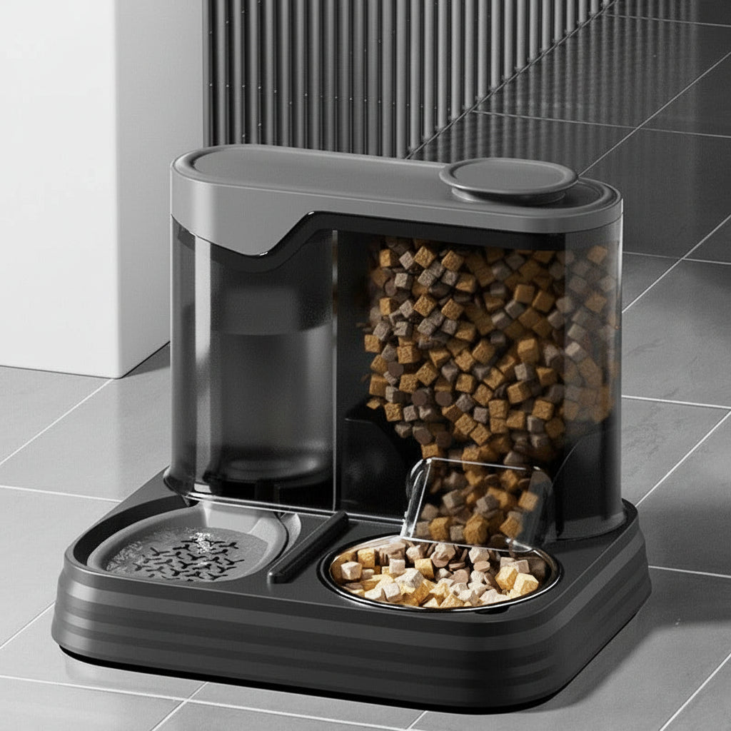 Automatic Cat Feeder & Water Dispenser | Unplugged Large Capacity Pet Feeding Station for Cats & Dogs